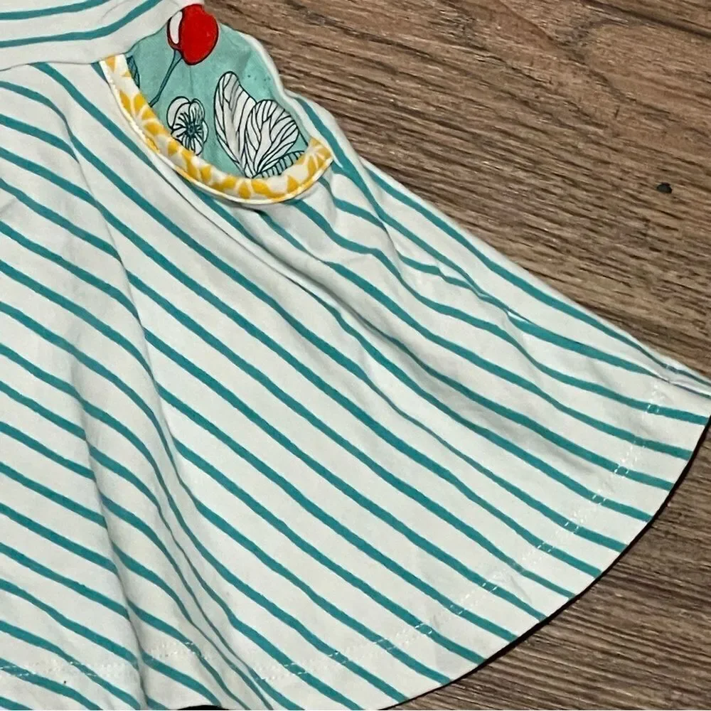 Wild Flowers Striped Sleeveless Dress With Pockets Teal Yellow Red Size 6 Months
